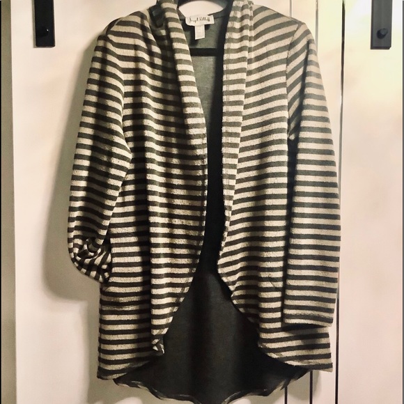 Joseph Ribkoff Sweaters - Joseph Ribkoff   12 Striped Open Cardigan Hooded